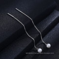 925 Sterling Silver Long Dangle Hanging Pearl Earrings